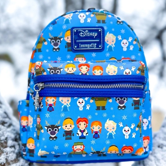 Loungefly Disney Frozen Chibi Mini Backpack Elsa Anna Olaf Blue Bag NEW - Picture 8 of 13